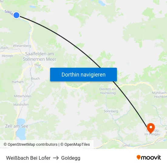 Weißbach Bei Lofer to Goldegg map