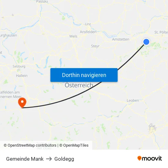 Gemeinde Mank to Goldegg map