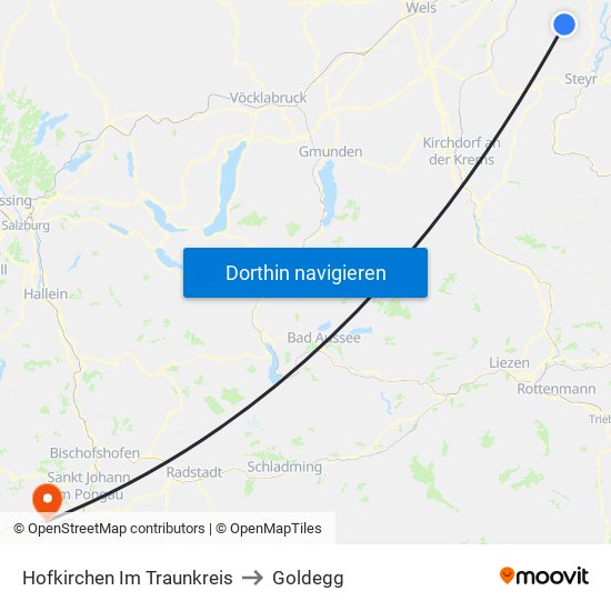 Hofkirchen Im Traunkreis to Goldegg map