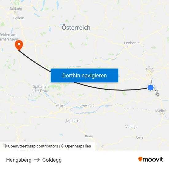 Hengsberg to Goldegg map