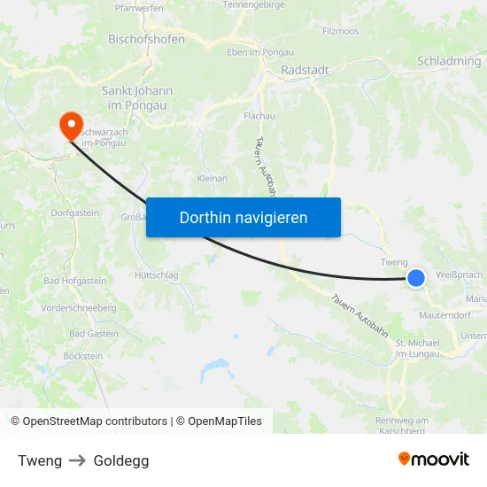 Tweng to Goldegg map