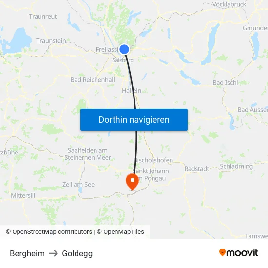 Bergheim to Goldegg map