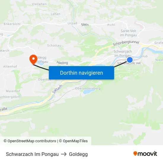 Schwarzach Im Pongau to Goldegg map
