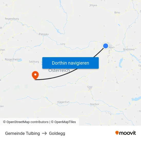 Gemeinde Tulbing to Goldegg map