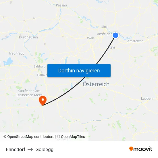 Ennsdorf to Goldegg map