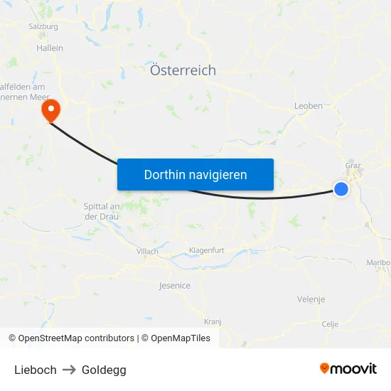 Lieboch to Goldegg map