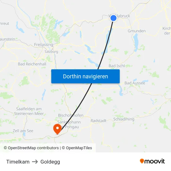 Timelkam to Goldegg map