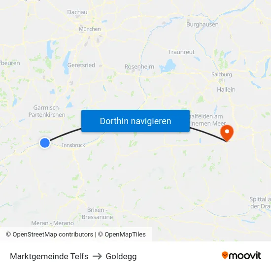 Marktgemeinde Telfs to Goldegg map