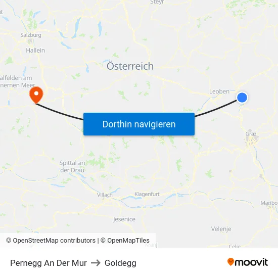 Pernegg An Der Mur to Goldegg map