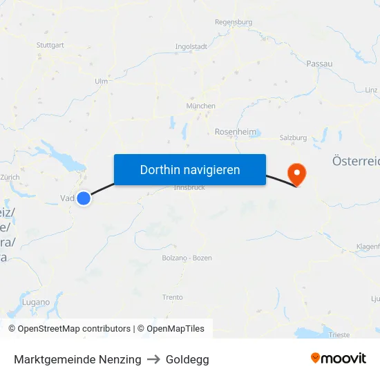 Marktgemeinde Nenzing to Goldegg map