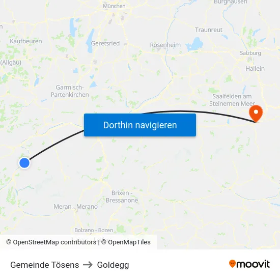Gemeinde Tösens to Goldegg map