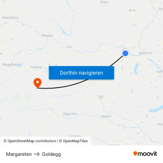 Margareten to Goldegg map