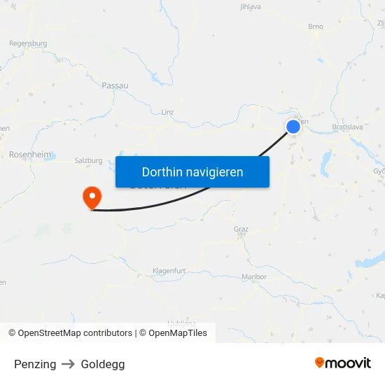 Penzing to Goldegg map