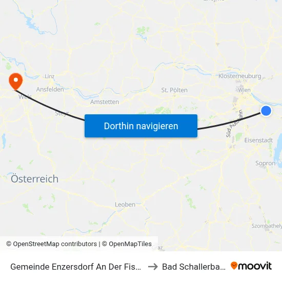 Gemeinde Enzersdorf An Der Fischa to Bad Schallerbach map