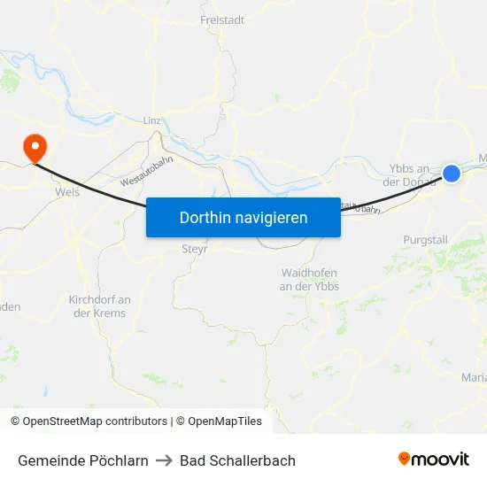 Gemeinde Pöchlarn to Bad Schallerbach map