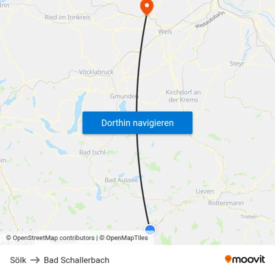 Sölk to Bad Schallerbach map