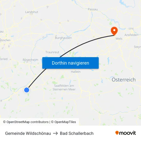 Gemeinde Wildschönau to Bad Schallerbach map