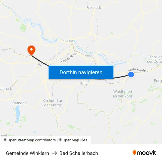 Gemeinde Winklarn to Bad Schallerbach map