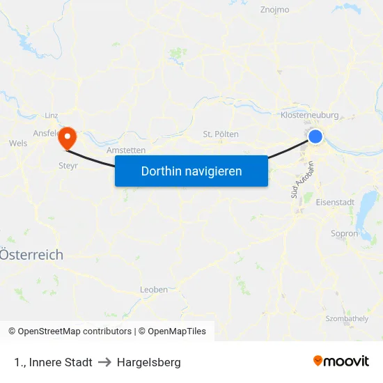 1., Innere Stadt to Hargelsberg map