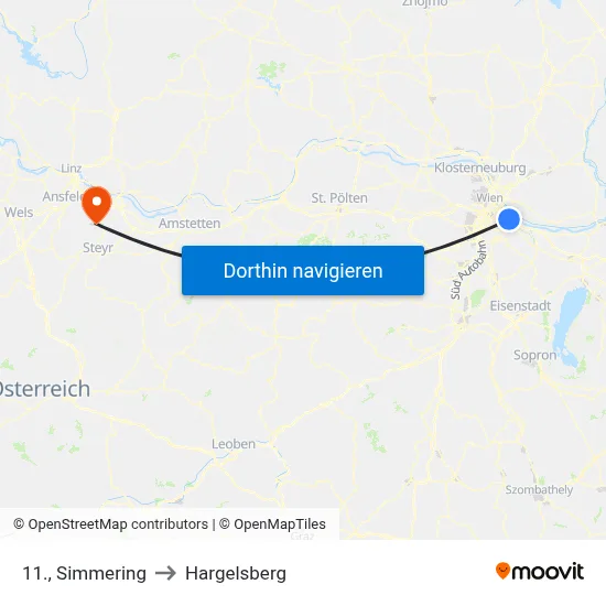 11., Simmering to Hargelsberg map