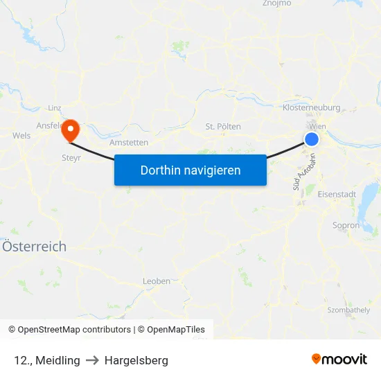 12., Meidling to Hargelsberg map