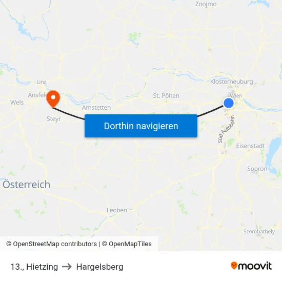 13., Hietzing to Hargelsberg map