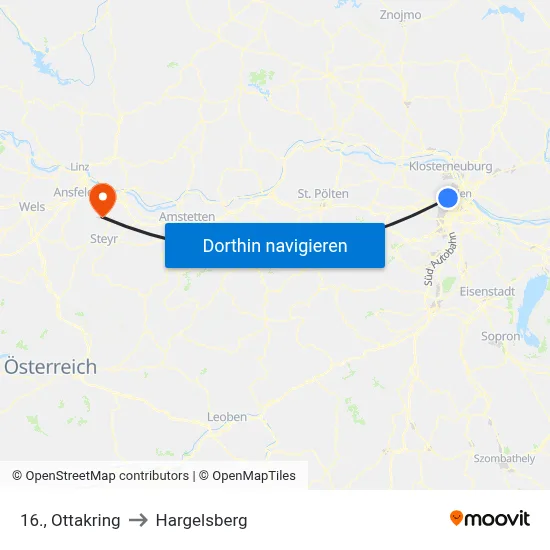 16., Ottakring to Hargelsberg map