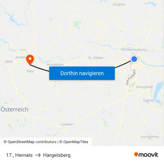 17., Hernals to Hargelsberg map