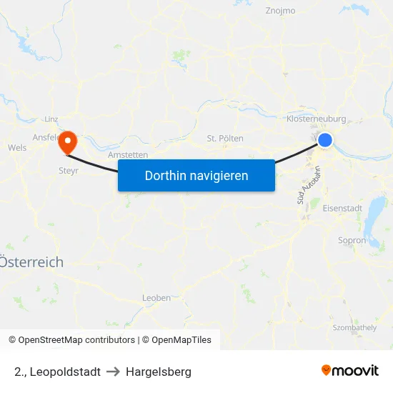 2., Leopoldstadt to Hargelsberg map