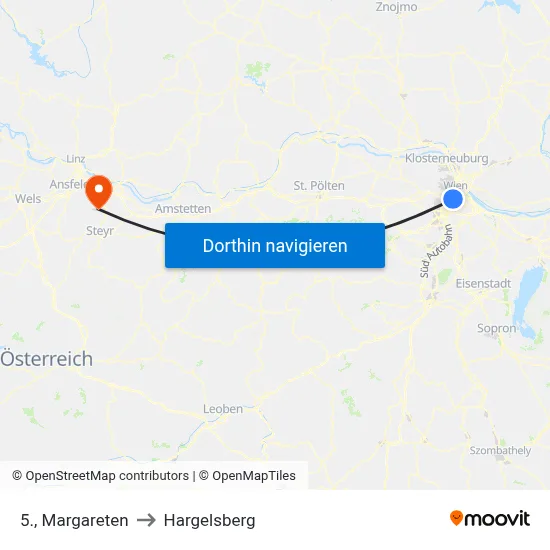 5., Margareten to Hargelsberg map
