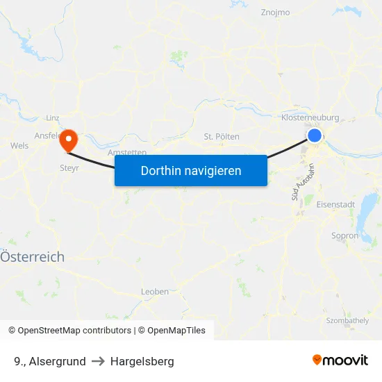 9., Alsergrund to Hargelsberg map