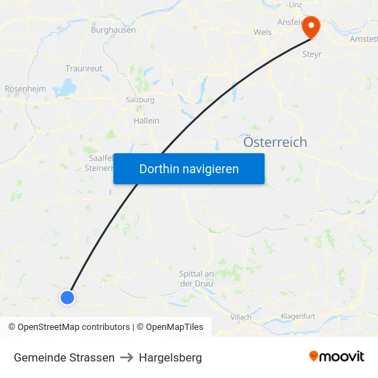 Gemeinde Strassen to Hargelsberg map