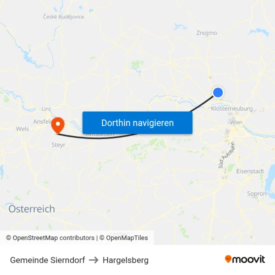 Gemeinde Sierndorf to Hargelsberg map