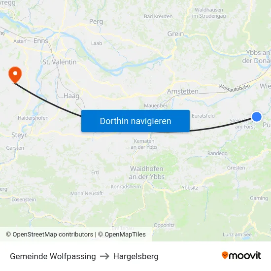 Gemeinde Wolfpassing to Hargelsberg map