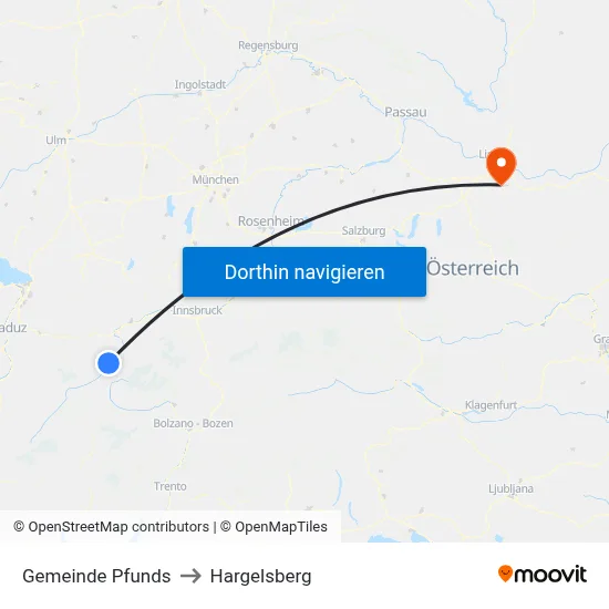 Gemeinde Pfunds to Hargelsberg map