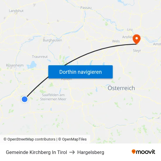Gemeinde Kirchberg In Tirol to Hargelsberg map