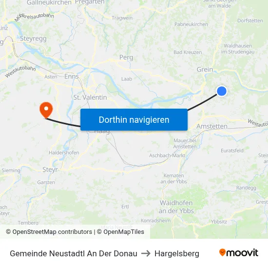 Gemeinde Neustadtl An Der Donau to Hargelsberg map