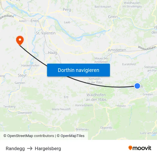 Randegg to Hargelsberg map