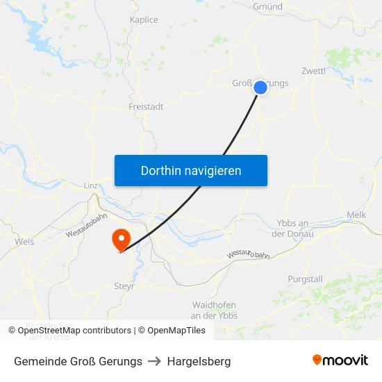 Gemeinde Groß Gerungs to Hargelsberg map