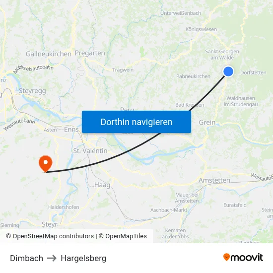 Dimbach to Hargelsberg map