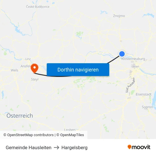 Gemeinde Hausleiten to Hargelsberg map