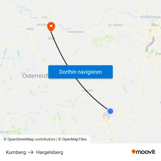Kumberg to Hargelsberg map