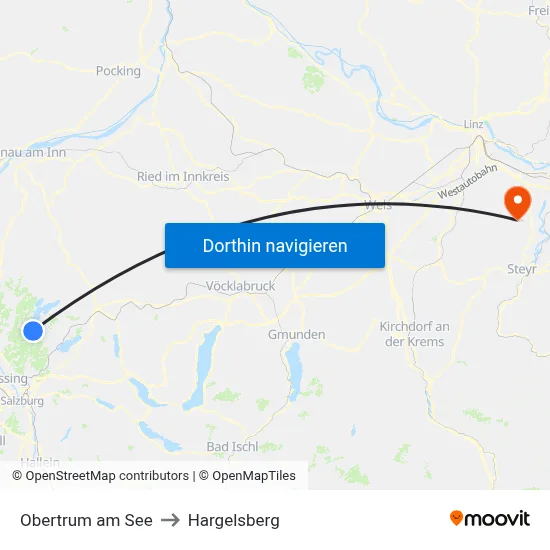 Obertrum am See to Hargelsberg map
