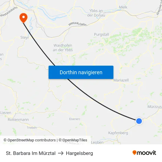 St. Barbara Im Mürztal to Hargelsberg map