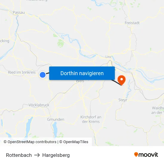 Rottenbach to Hargelsberg map
