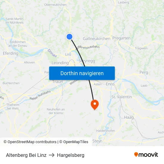 Altenberg Bei Linz to Hargelsberg map
