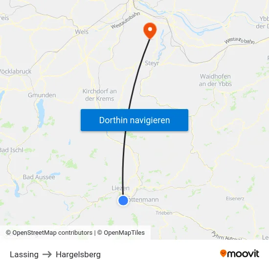 Lassing to Hargelsberg map