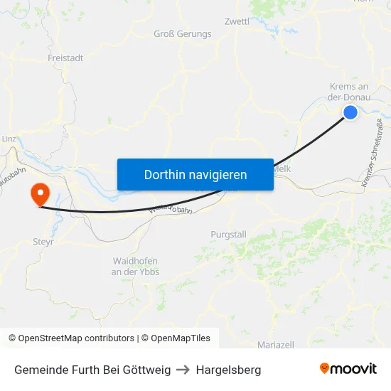 Gemeinde Furth Bei Göttweig to Hargelsberg map