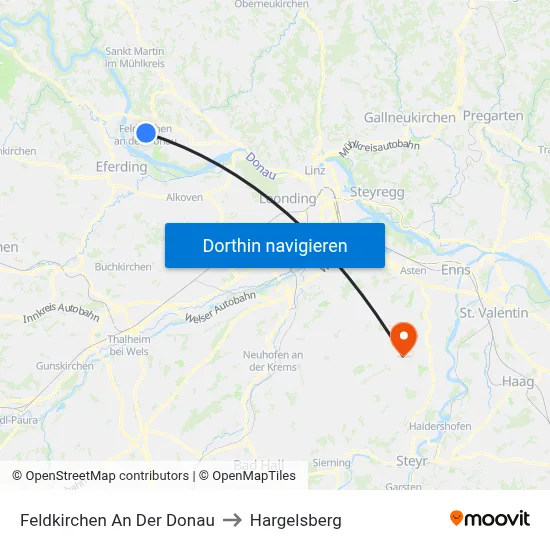 Feldkirchen An Der Donau to Hargelsberg map