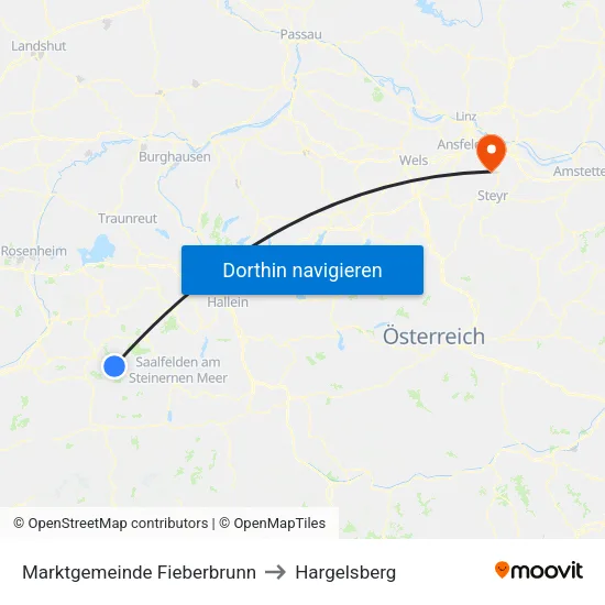 Marktgemeinde Fieberbrunn to Hargelsberg map